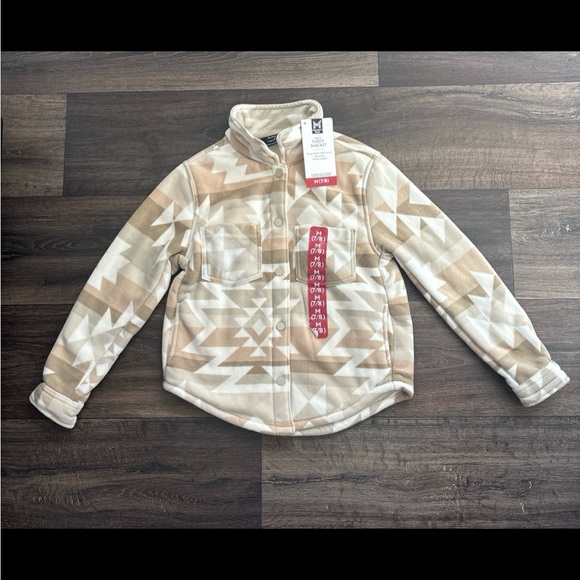 Girls Taupe Patterned Fleece Shacket M(7/8) NWT - Picture 2 of 4